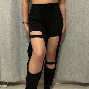 Black Ripped Jogger Pants